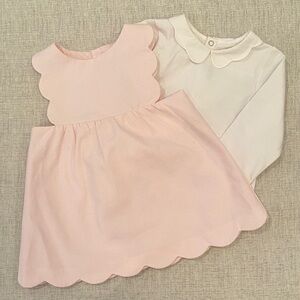 Jacadi Paris Pink Scalloped Baby Dress with White Shirt